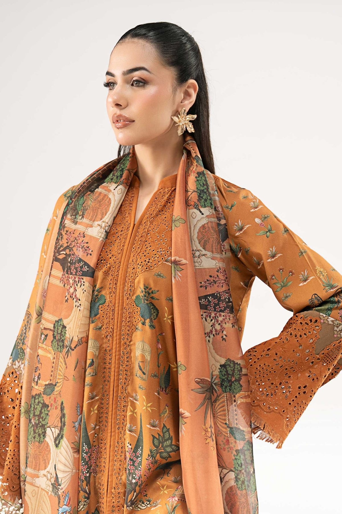 Maria B | RTW | 3 Piece Embroidered Linen Suit-Brand:Maria B-Type:Luxury Pret-Yellow - House of Maryam- Buy in UK, USA