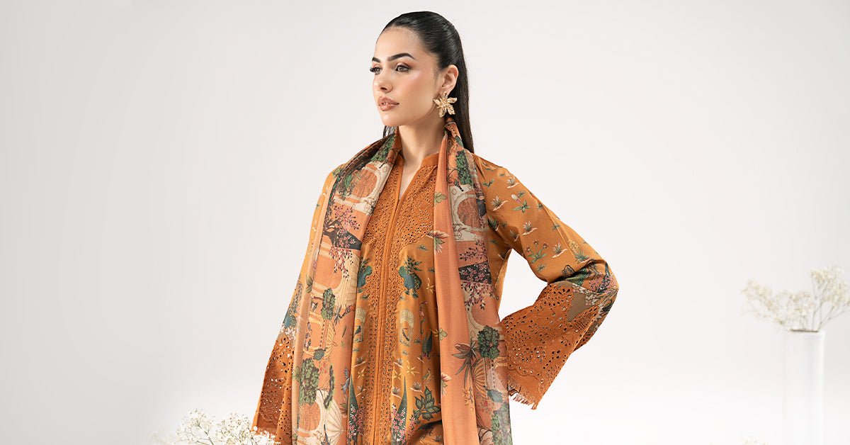 Maria B | RTW | 3 Piece Embroidered Linen Suit-Brand:Maria B-Type:Luxury Pret-Yellow - House of Maryam- Buy in UK, USA