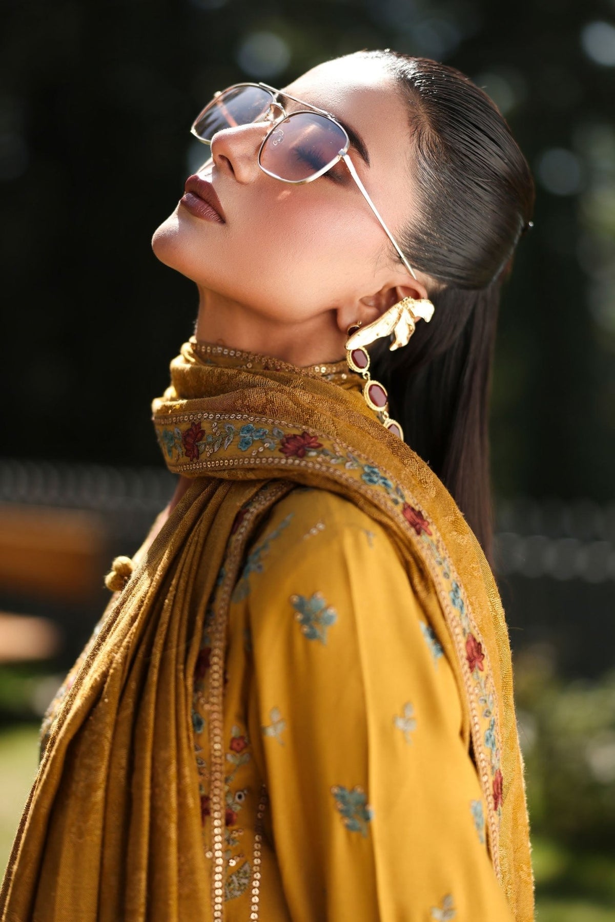 Maria B | RTW | 3 Piece Embroidered Linen Suit-Brand:Maria B-Type:Luxury Pret-Yellow - House of Maryam- Buy in UK, USA