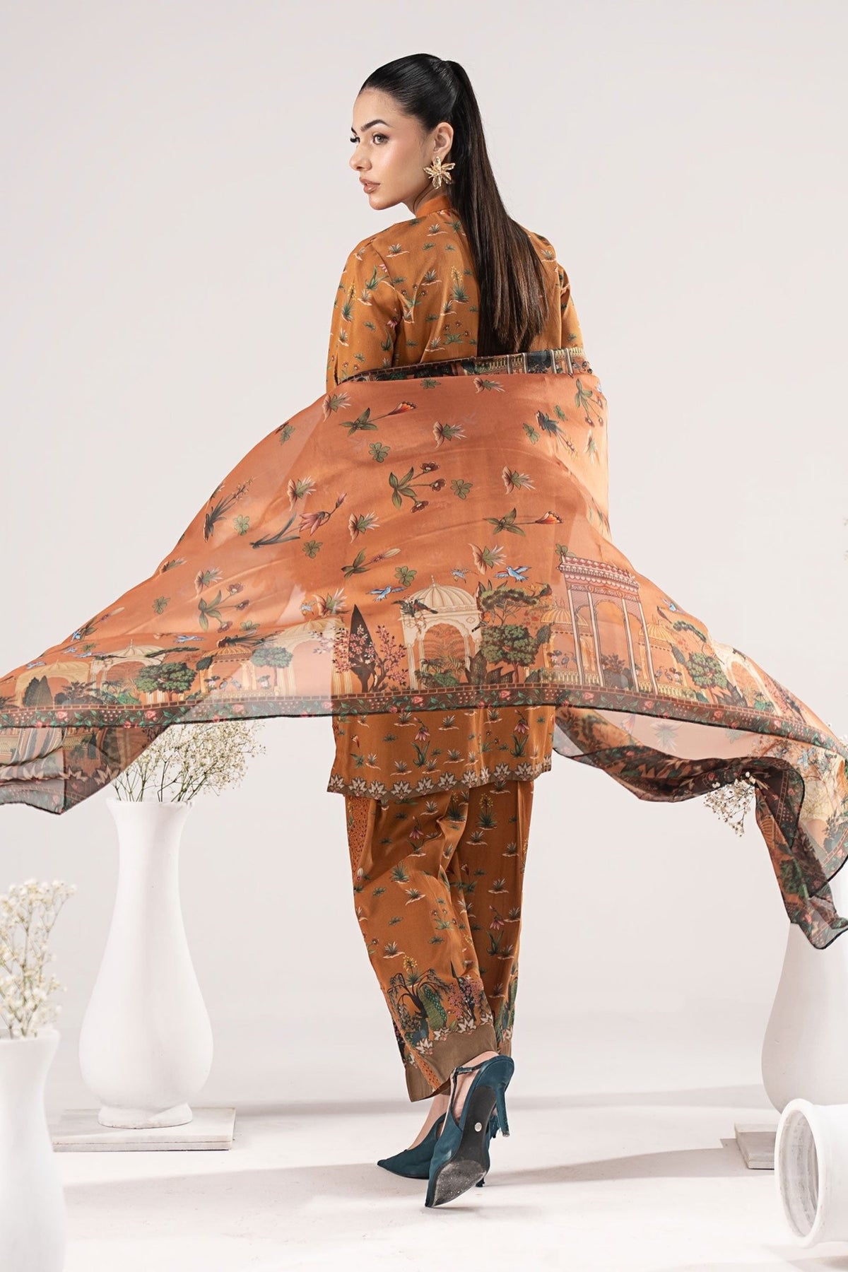 Maria B | RTW | 3 Piece Embroidered Linen Suit-Brand:Maria B-Type:Luxury Pret-Yellow - House of Maryam- Buy in UK, USA