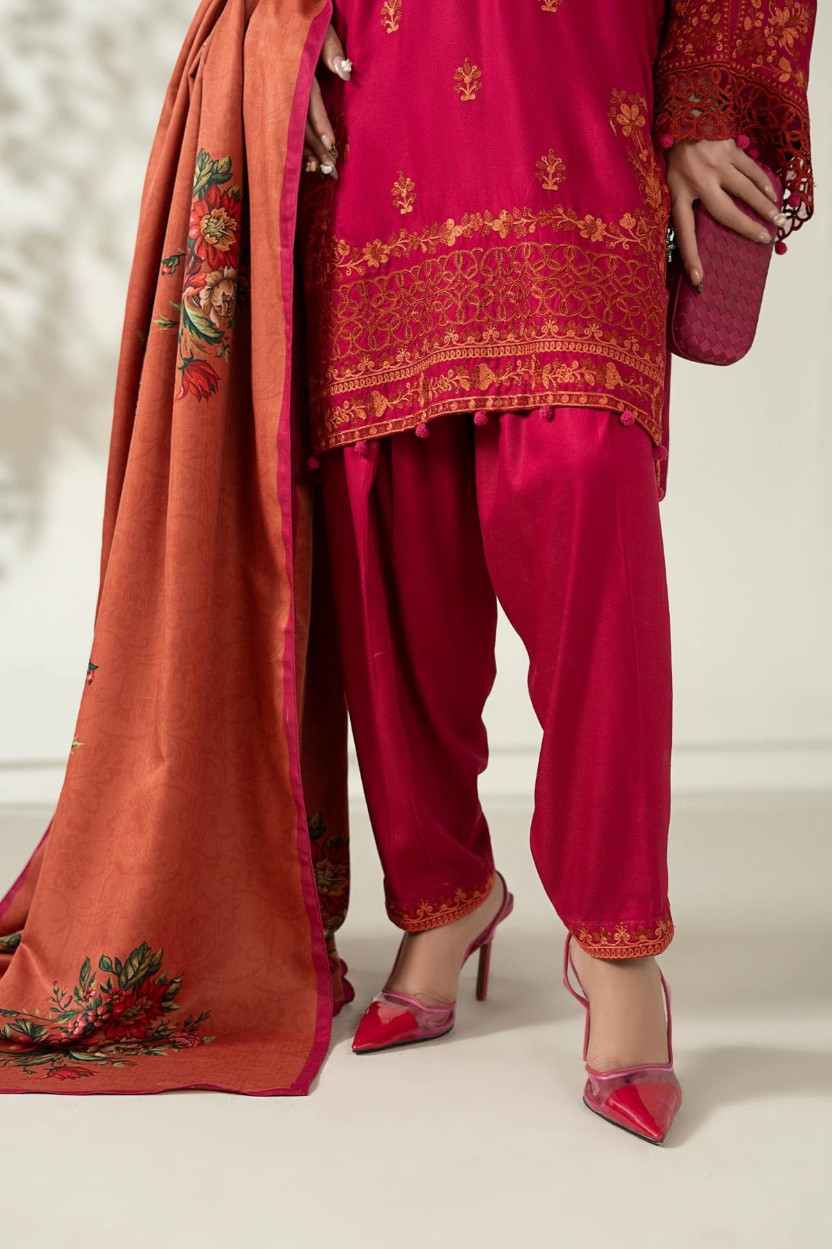 Maria B | RTW | 3 Piece Embroidered Marina Suit-Brand:Maria B-Type:Luxury Pret-Pink - House of Maryam- Buy in UK, USA