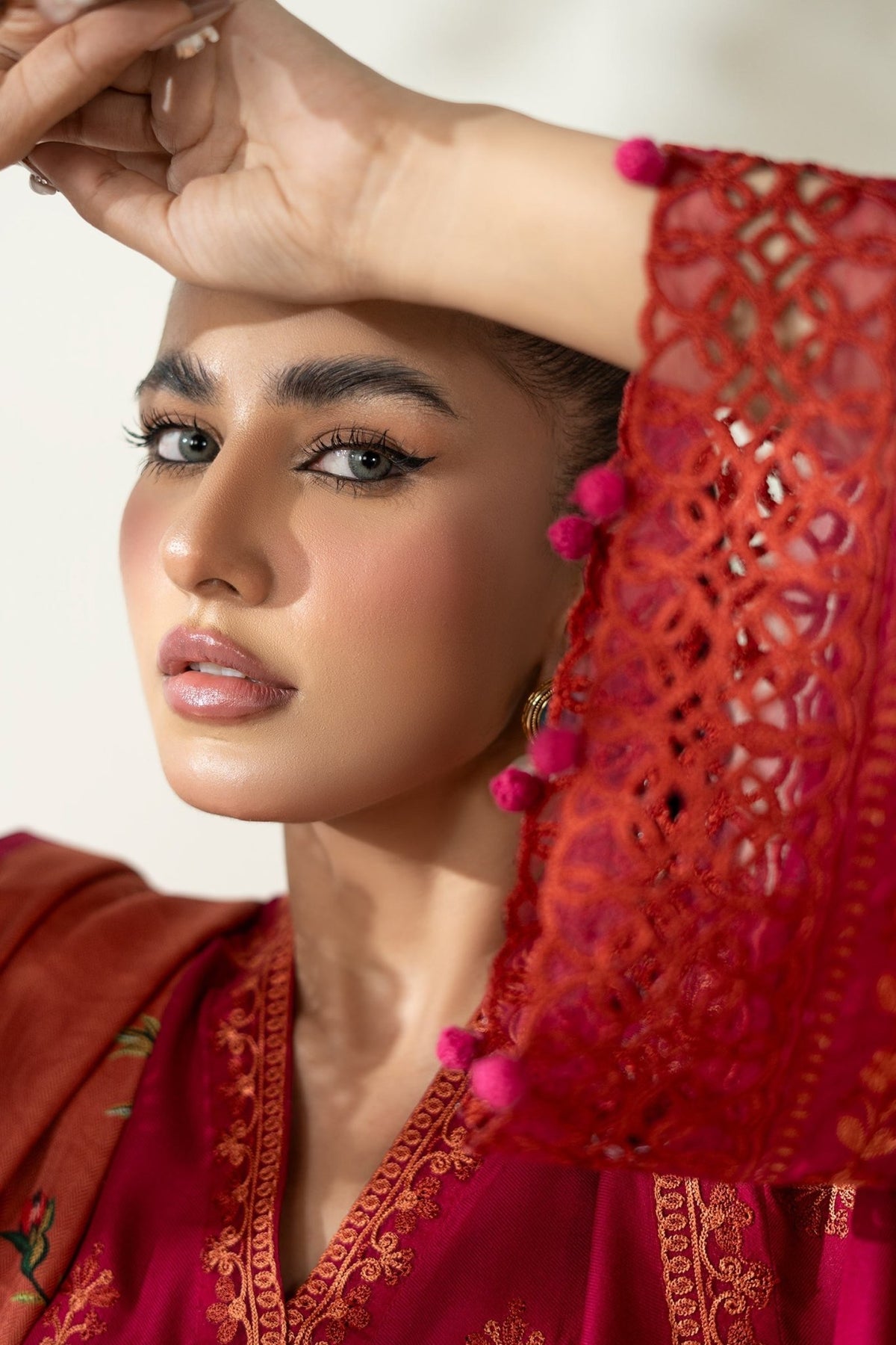 Maria B | RTW | 3 Piece Embroidered Marina Suit-Brand:Maria B-Type:Luxury Pret-Pink - House of Maryam- Buy in UK, USA