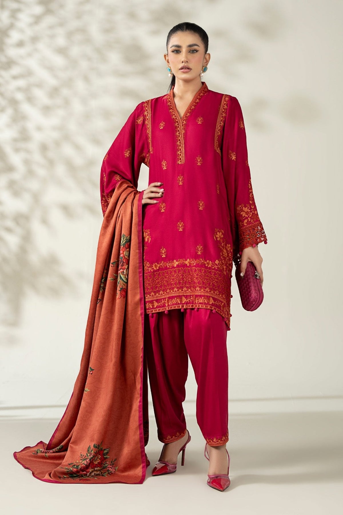 Maria B | RTW | 3 Piece Embroidered Marina Suit-Brand:Maria B-Type:Luxury Pret-Pink - House of Maryam- Buy in UK, USA