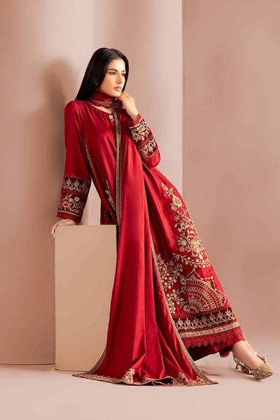 Maria B | RTW | 3 Piece Embroidered Marina Suit-Brand:Maria B-Type:Luxury Pret-Red - House of Maryam- Buy in UK, USA