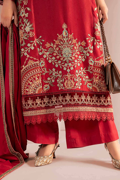 Maria B | RTW | 3 Piece Embroidered Marina Suit-Brand:Maria B-Type:Luxury Pret-Red - House of Maryam- Buy in UK, USA