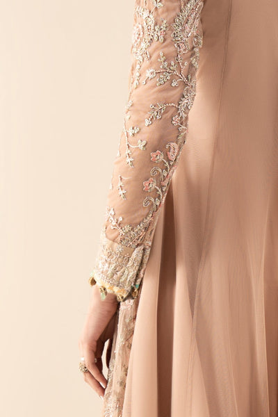 Maria B | RTW | 3 Piece Embroidered Net Suit-Brand:Maria B-Type:Luxury Formals-Beige - House of Maryam- Buy in UK, USA