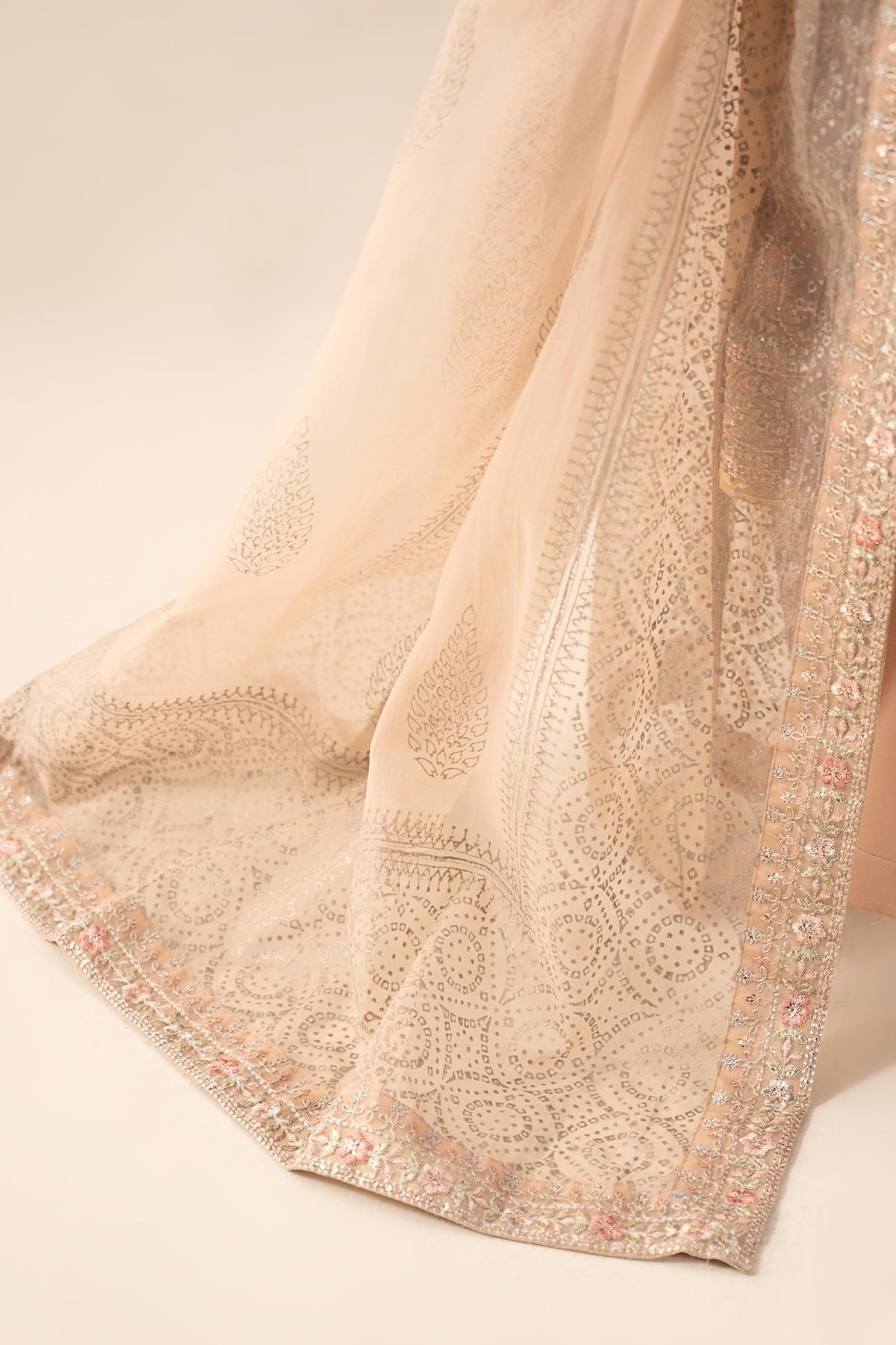 Maria B | RTW | 3 Piece Embroidered Net Suit-Brand:Maria B-Type:Luxury Formals-Beige - House of Maryam- Buy in UK, USA