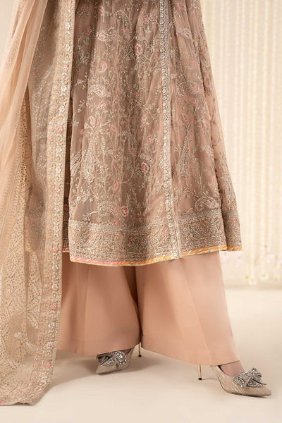 Maria B | RTW | 3 Piece Embroidered Net Suit-Brand:Maria B-Type:Luxury Formals-Beige - House of Maryam- Buy in UK, USA