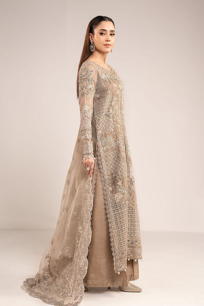 Maria B | RTW | 3 Piece Embroidered Net Suit-Brand:Maria B-Type:Luxury Formals-Brown - House of Maryam- Buy in UK, USA