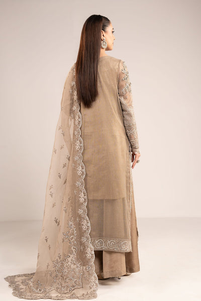 Maria B | RTW | 3 Piece Embroidered Net Suit-Brand:Maria B-Type:Luxury Formals-Brown - House of Maryam- Buy in UK, USA