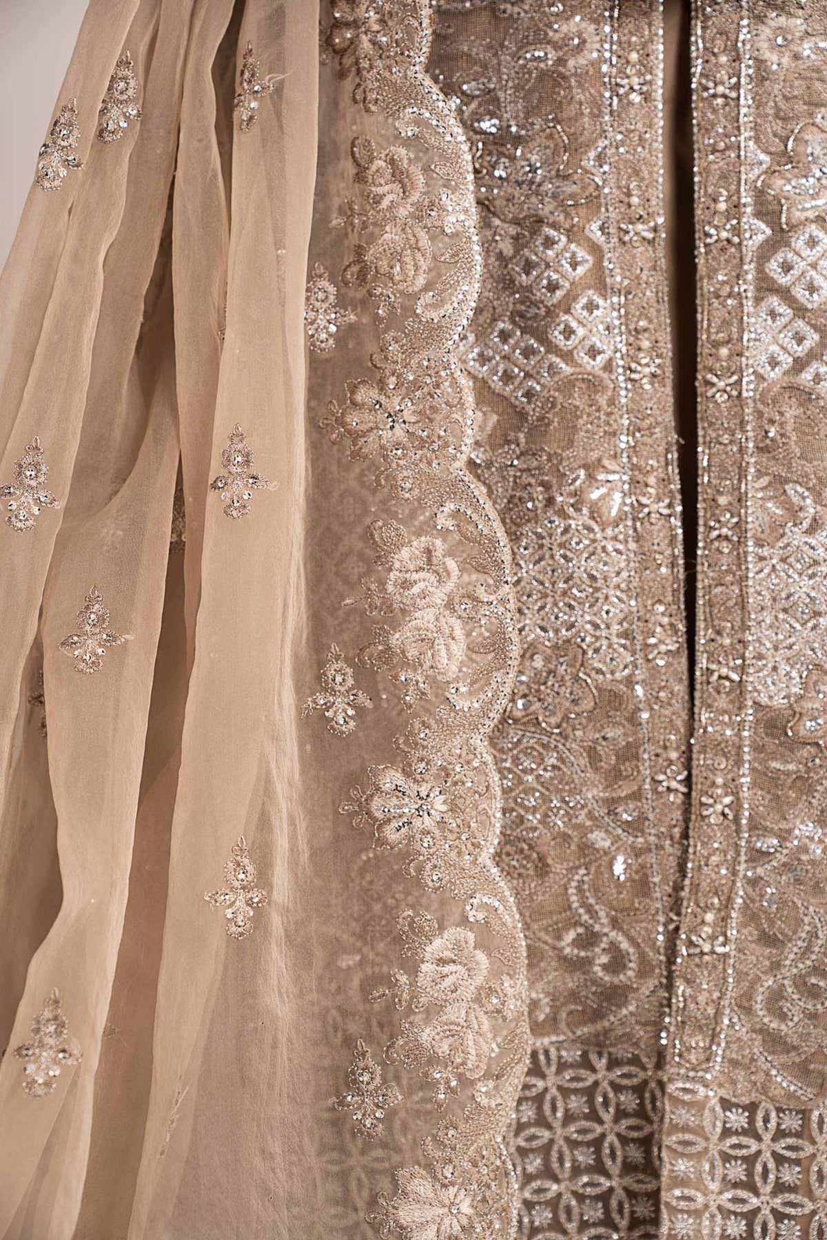 Maria B | RTW | 3 Piece Embroidered Net Suit-Brand:Maria B-Type:Luxury Formals-Brown - House of Maryam- Buy in UK, USA