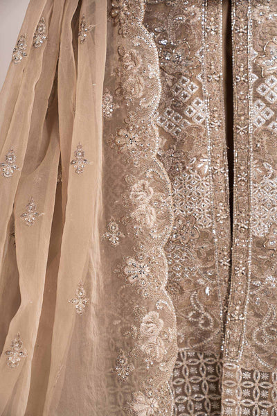 Maria B | RTW | 3 Piece Embroidered Net Suit-Brand:Maria B-Type:Luxury Formals-Brown - House of Maryam- Buy in UK, USA