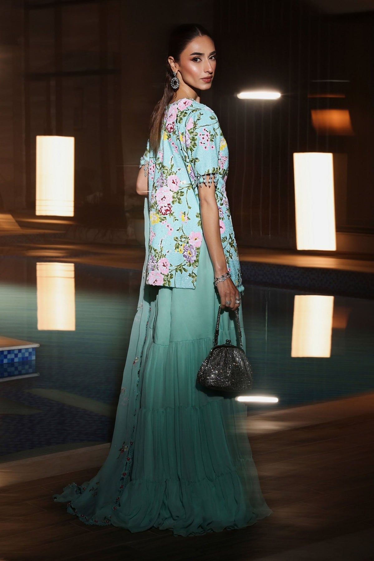 Maria B | RTW | 3 Piece Embroidered Net Suit-Brand:Maria B-Type:Luxury Formals-Ferozi - House of Maryam- Buy in UK, USA