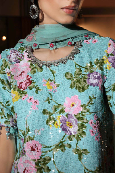 Maria B | RTW | 3 Piece Embroidered Net Suit-Brand:Maria B-Type:Luxury Formals-Ferozi - House of Maryam- Buy in UK, USA