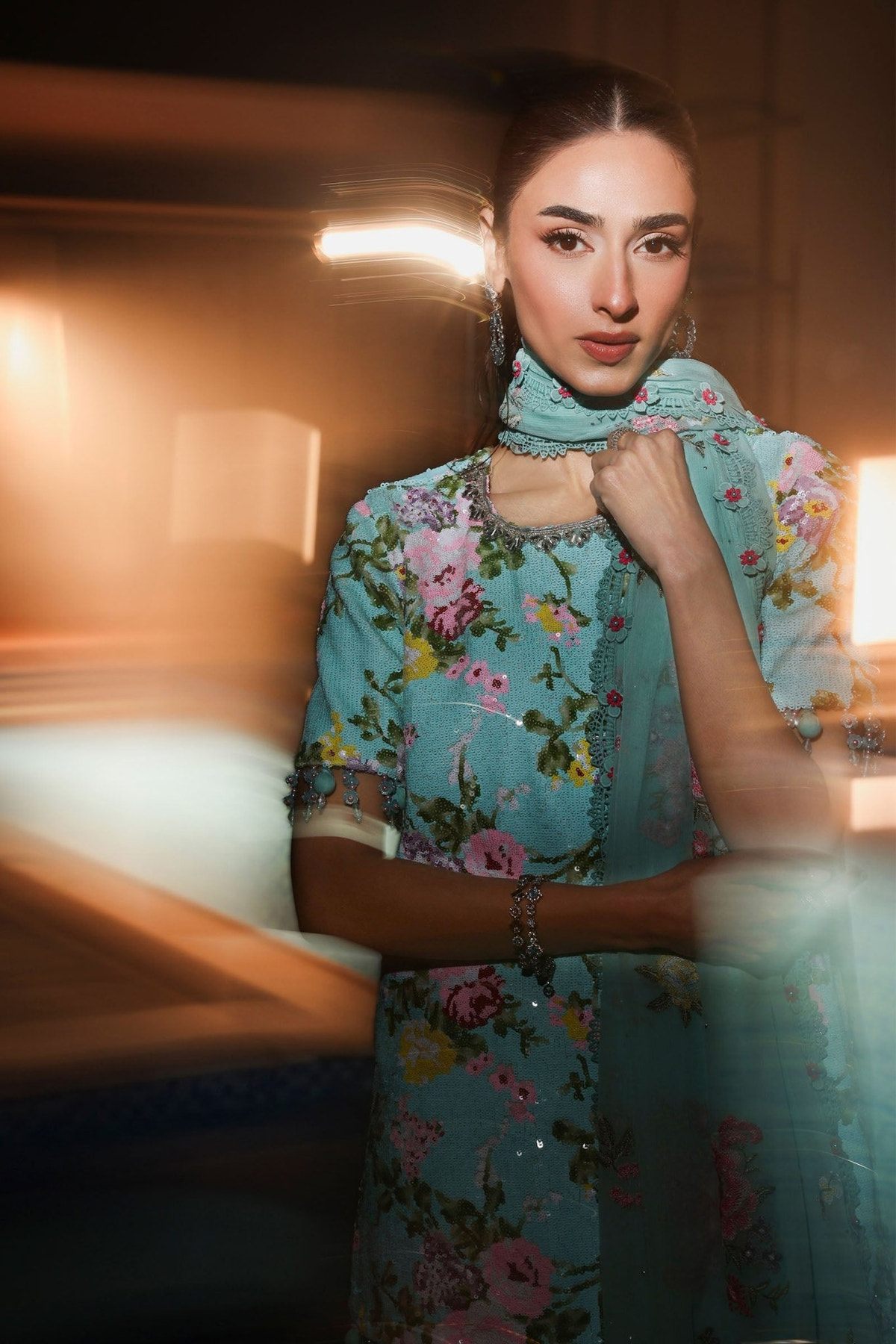 Maria B | RTW | 3 Piece Embroidered Net Suit-Brand:Maria B-Type:Luxury Formals-Ferozi - House of Maryam- Buy in UK, USA