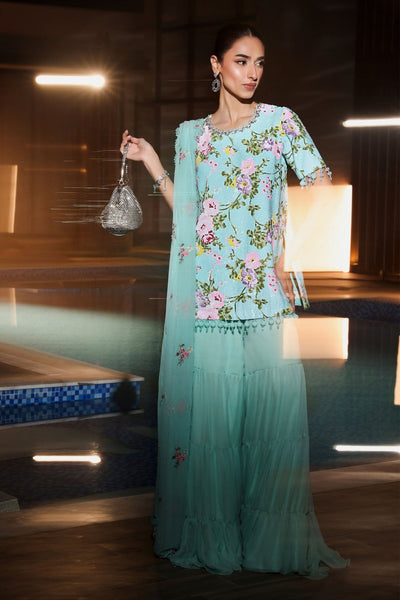 Maria B | RTW | 3 Piece Embroidered Net Suit-Brand:Maria B-Type:Luxury Formals-Ferozi - House of Maryam- Buy in UK, USA