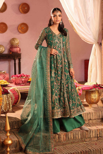 Maria B | RTW | 3 Piece Embroidered Net Suit-Brand:Maria B-Type:Luxury Formals-Green - House of Maryam- Buy in UK, USA