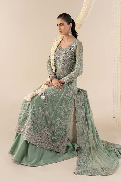 Maria B | RTW | 3 Piece Embroidered Net Suit-Brand:Maria B-Type:Luxury Formals-Green - House of Maryam- Buy in UK, USA