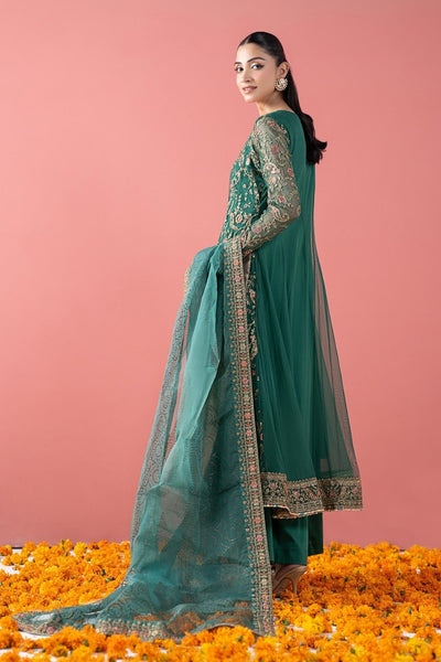 Maria B | RTW | 3 Piece Embroidered Net Suit-Brand:Maria B-Type:Luxury Formals-Green - House of Maryam- Buy in UK, USA