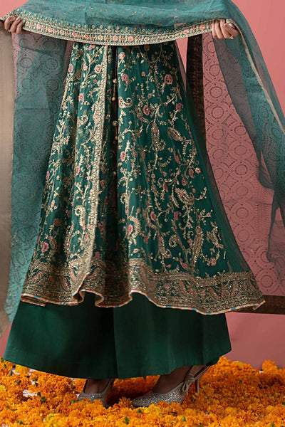 Maria B | RTW | 3 Piece Embroidered Net Suit-Brand:Maria B-Type:Luxury Formals-Green - House of Maryam- Buy in UK, USA