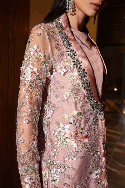 Maria B | RTW | 3 Piece Embroidered Net Suit-Brand:Maria B-Type:Luxury Formals-Pink - House of Maryam- Buy in UK, USA