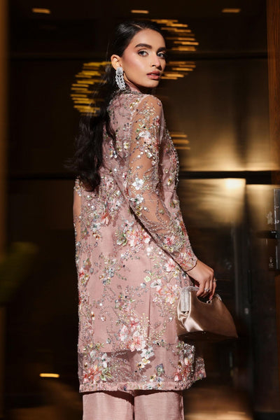 Maria B | RTW | 3 Piece Embroidered Net Suit-Brand:Maria B-Type:Luxury Formals-Pink - House of Maryam- Buy in UK, USA