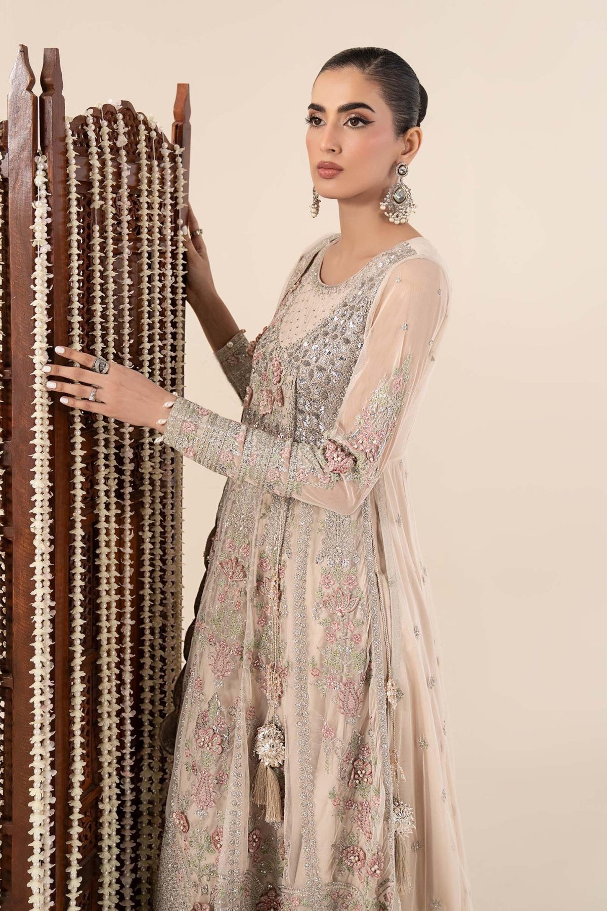 Maria B | RTW | 3 Piece Embroidered Net Suit-Brand:Maria B-Type:Luxury Formals-White - House of Maryam- Buy in UK, USA