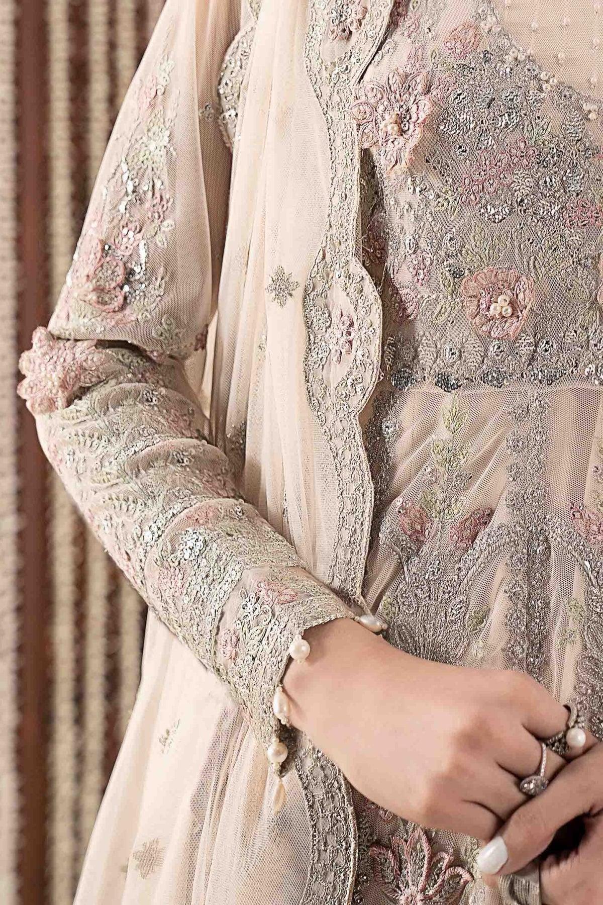 Maria B | RTW | 3 Piece Embroidered Net Suit-Brand:Maria B-Type:Luxury Formals-White - House of Maryam- Buy in UK, USA