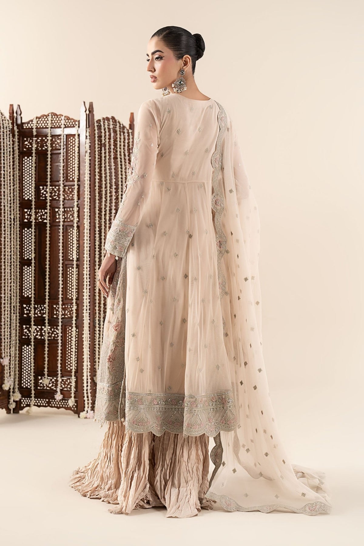 Maria B | RTW | 3 Piece Embroidered Net Suit-Brand:Maria B-Type:Luxury Formals-White - House of Maryam- Buy in UK, USA