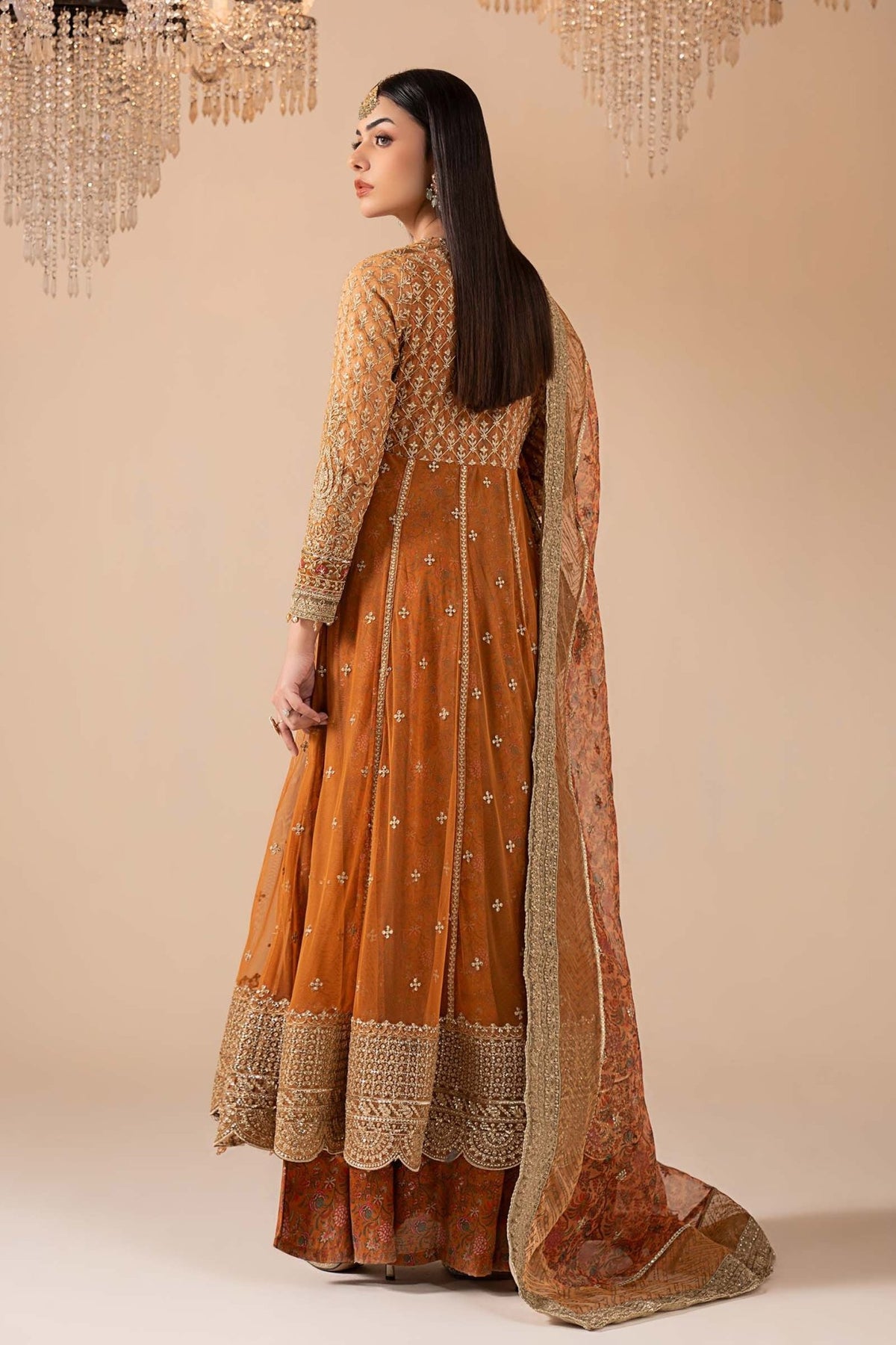Maria B | RTW | 3 Piece Embroidered Net Suit-Brand:Maria B-Type:Luxury Formals-Yellow - House of Maryam- Buy in UK, USA