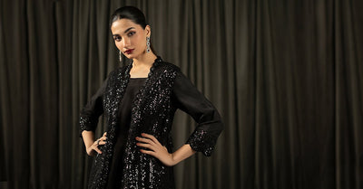 Maria B | RTW | 3 Piece Embroidered Organza Suit-Brand:Maria B-Type:Luxury Formals-Black - House of Maryam- Buy in UK, USA