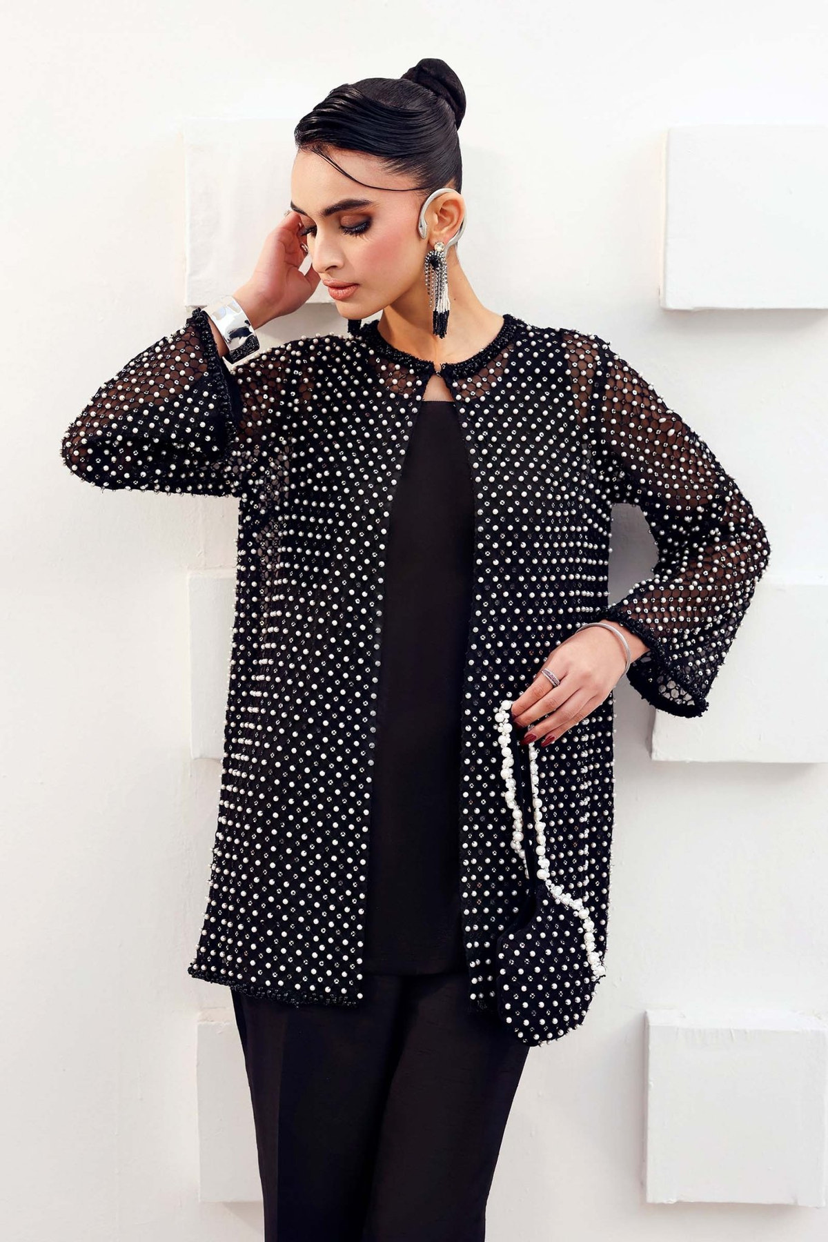 Maria B | RTW | 3 Piece Embroidered Organza Suit-Brand:Maria B-Type:Luxury Formals-Black - House of Maryam- Buy in UK, USA