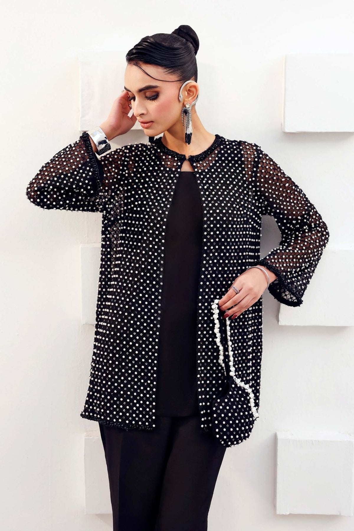 Maria B | RTW | 3 Piece Embroidered Organza Suit-Brand:Maria B-Type:Luxury Formals-Black - House of Maryam- Buy in UK, USA