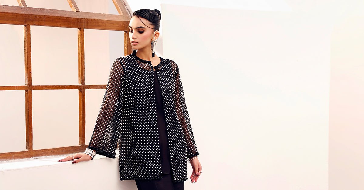 Maria B | RTW | 3 Piece Embroidered Organza Suit-Brand:Maria B-Type:Luxury Formals-Black - House of Maryam- Buy in UK, USA