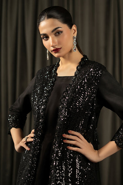 Maria B | RTW | 3 Piece Embroidered Organza Suit-Brand:Maria B-Type:Luxury Formals-Black - House of Maryam- Buy in UK, USA