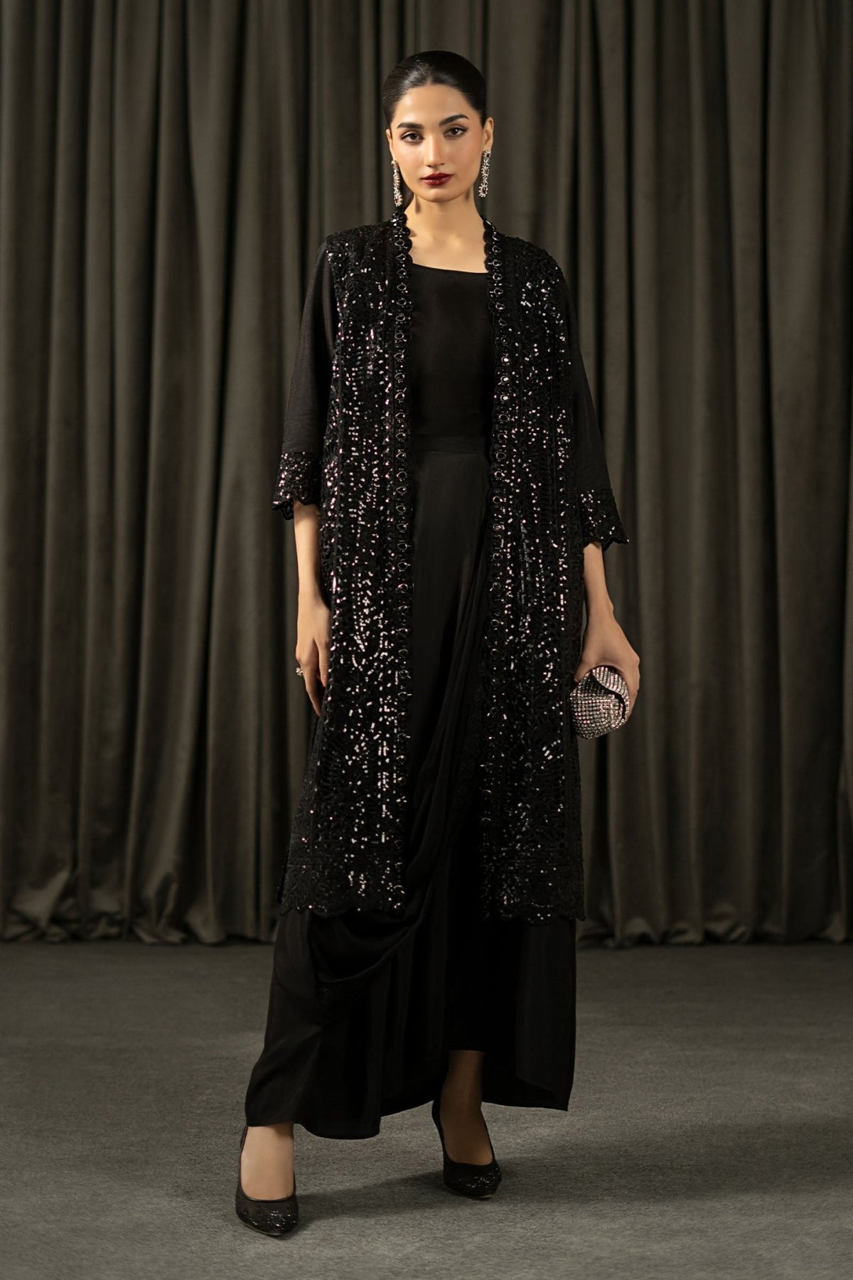 Maria B | RTW | 3 Piece Embroidered Organza Suit-Brand:Maria B-Type:Luxury Formals-Black - House of Maryam- Buy in UK, USA
