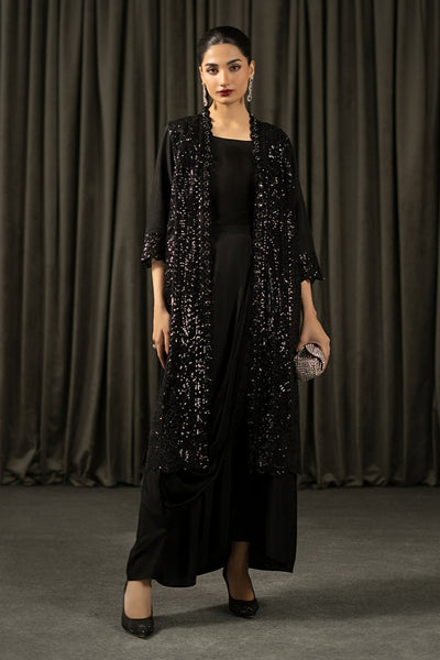 Maria B | RTW | 3 Piece Embroidered Organza Suit-Brand:Maria B-Type:Luxury Formals-Black - House of Maryam- Buy in UK, USA