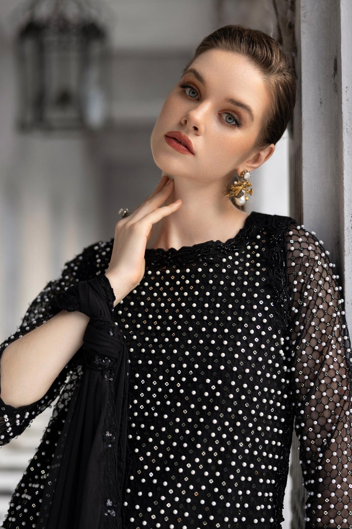 Maria B | RTW | 3 Piece Embroidered Organza Suit-Brand:Maria B-Type:Luxury Formals-Black - House of Maryam- Buy in UK, USA