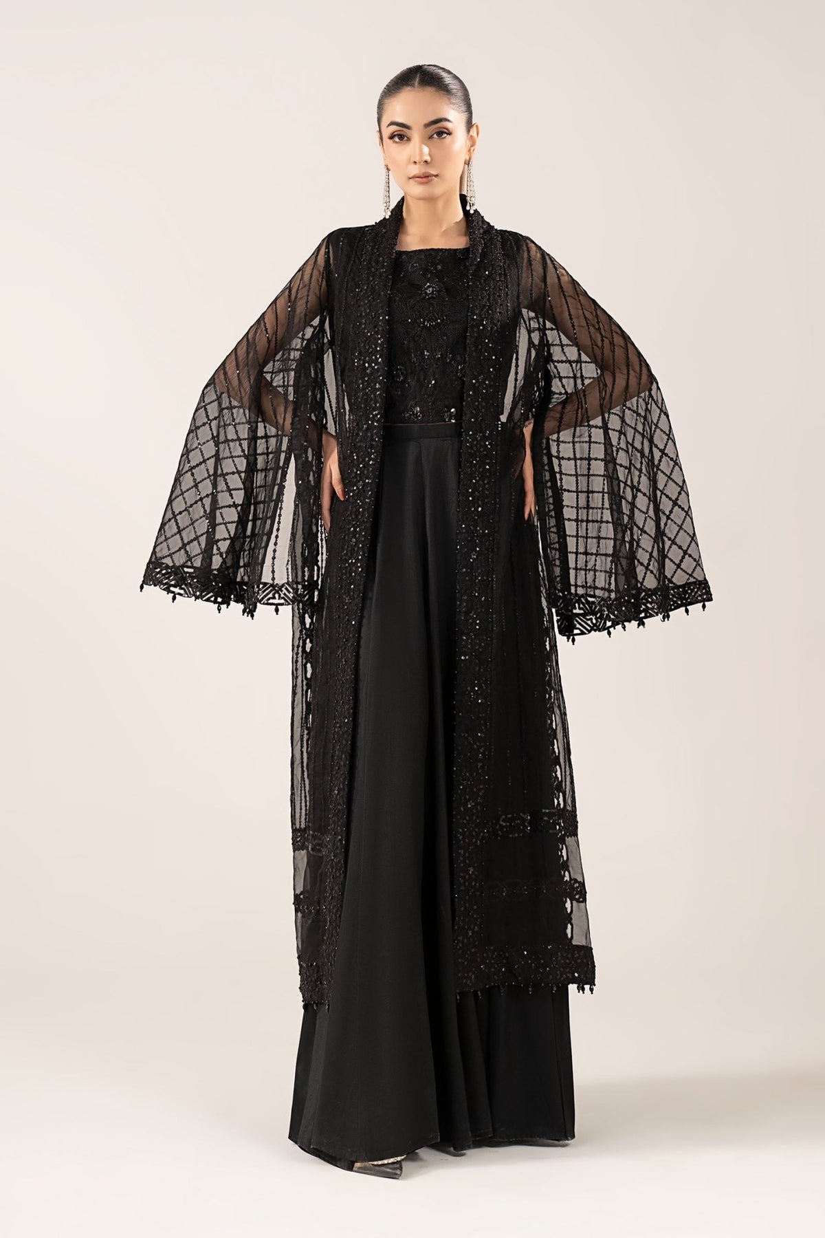 Maria B | RTW | 3 Piece Embroidered Organza Suit-Brand:Maria B-Type:Luxury Formals-Black - House of Maryam- Buy in UK, USA