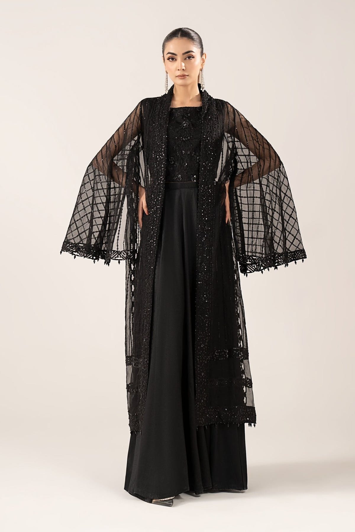 Maria B | RTW | 3 Piece Embroidered Organza Suit-Brand:Maria B-Type:Luxury Formals-Black - House of Maryam- Buy in UK, USA
