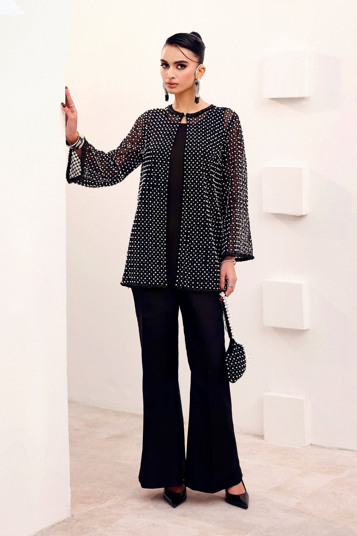 Maria B | RTW | 3 Piece Embroidered Organza Suit-Brand:Maria B-Type:Luxury Formals-Black - House of Maryam- Buy in UK, USA