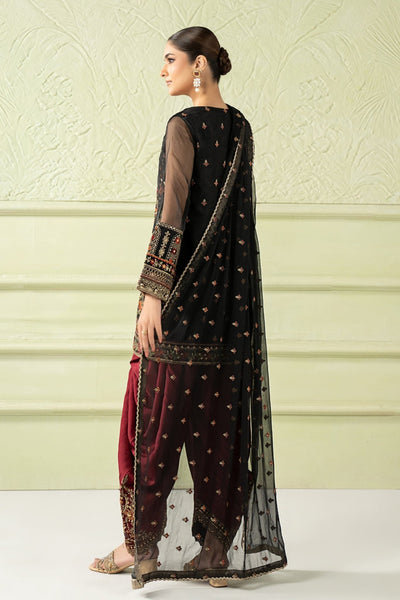 Maria B | RTW | 3 Piece Embroidered Organza Suit-Brand:Maria B-Type:Luxury Formals-Black - House of Maryam- Buy in UK, USA