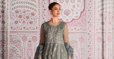 Maria B | RTW | 3 Piece Embroidered Organza Suit-Brand:Maria B-Type:Luxury Formals-Blue - House of Maryam- Buy in UK, USA