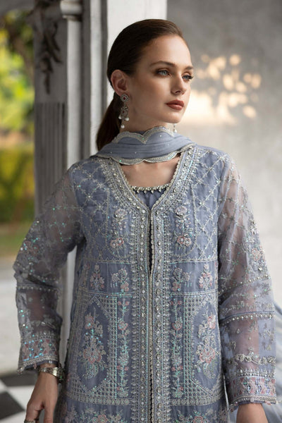 Maria B | RTW | 3 Piece Embroidered Organza Suit-Brand:Maria B-Type:Luxury Formals-Blue - House of Maryam- Buy in UK, USA