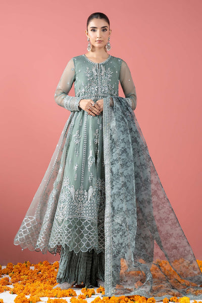 Maria B | RTW | 3 Piece Embroidered Organza Suit-Brand:Maria B-Type:Luxury Formals-Blue - House of Maryam- Buy in UK, USA