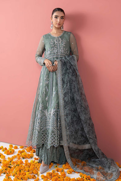 Maria B | RTW | 3 Piece Embroidered Organza Suit-Brand:Maria B-Type:Luxury Formals-Blue - House of Maryam- Buy in UK, USA
