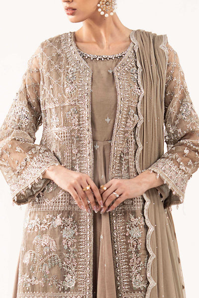 Maria B | RTW | 3 Piece Embroidered Organza Suit-Brand:Maria B-Type:Luxury Formals-Brown - House of Maryam- Buy in UK, USA