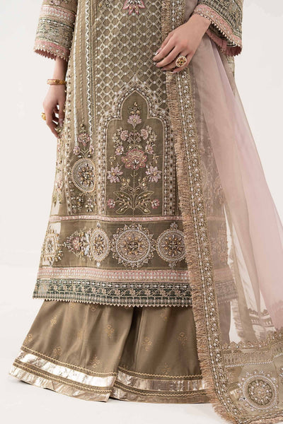 Maria B | RTW | 3 Piece Embroidered Organza Suit-Brand:Maria B-Type:Luxury Formals-Brown - House of Maryam- Buy in UK, USA