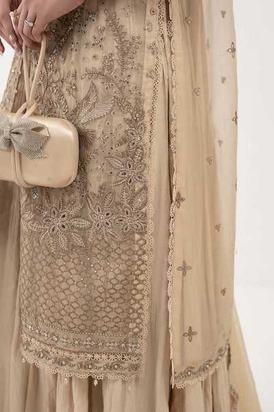 Maria B | RTW | 3 Piece Embroidered Organza Suit-Brand:Maria B-Type:Luxury Formals-Brown - House of Maryam- Buy in UK, USA