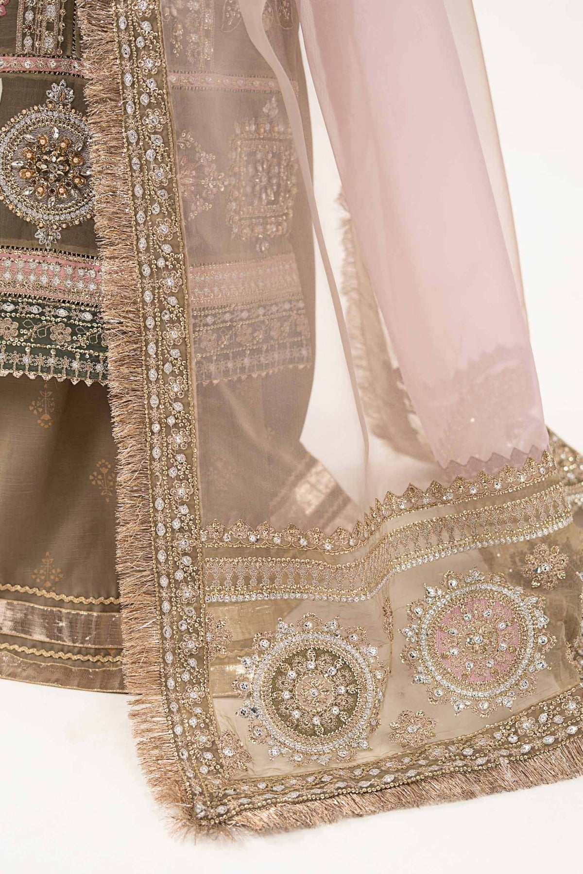 Maria B | RTW | 3 Piece Embroidered Organza Suit-Brand:Maria B-Type:Luxury Formals-Brown - House of Maryam- Buy in UK, USA